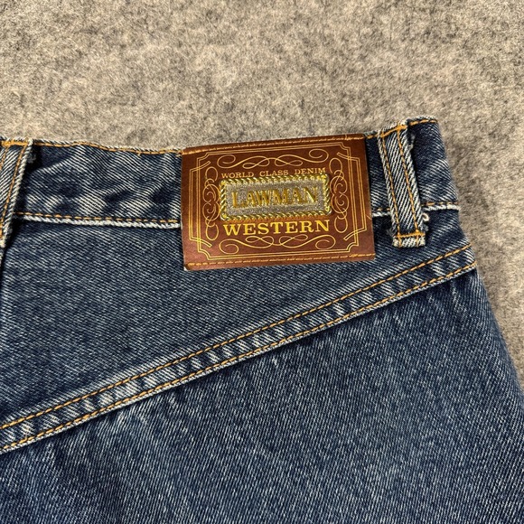 Vintage Lawman Jeans Juniors 7/8 Blue High Rise Relaxed Straight Western Studded - Picture 9 of 10